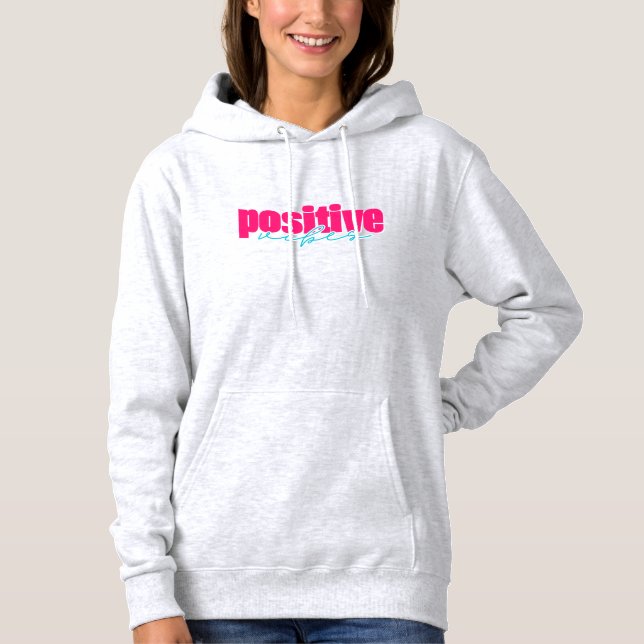 Pull À Capuche Vibes positives | Rose chaud et Turquoise (Devant)