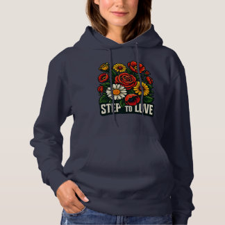 Pull À Capuche Vibrant "Step To Love" Floral Women's Hoodie
