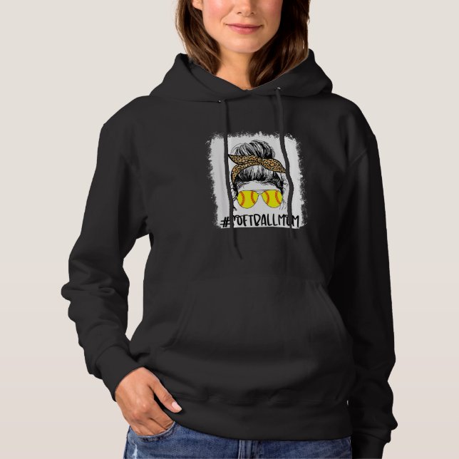 Pull À Capuche Vie Mère De Softball Bleu Avec Leopard Et Messager (Devant)