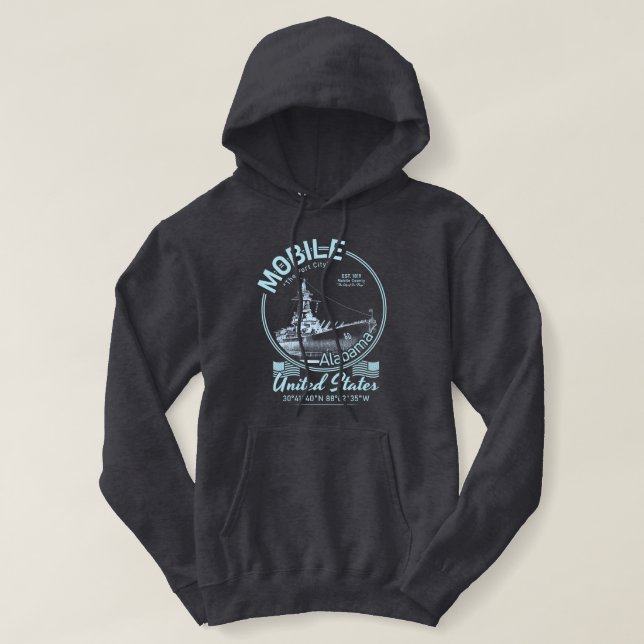 PULL À CAPUCHE VILLE MOBILE ALABAMA - USS ALABAMA BATTLESHIP (Design devant)