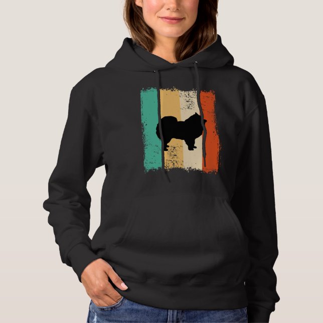Pull À Capuche Vintage Retro Pomeranian (Devant)