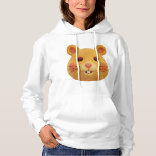 Pull À Capuche Visage de hamster roux en 3D adorable et duveteux