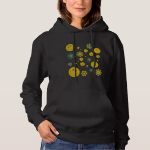 Pull À Capuche visage souriant drôle et fleurs funky