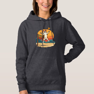 Pull À Capuche Volleyball Corgi Vintage Illustration Vectoriel Co