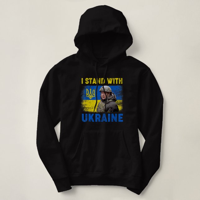 Pull À Capuche Volodymyr Zelensky Je Suis Aux Côtés De L'Ukraine  (Design devant)