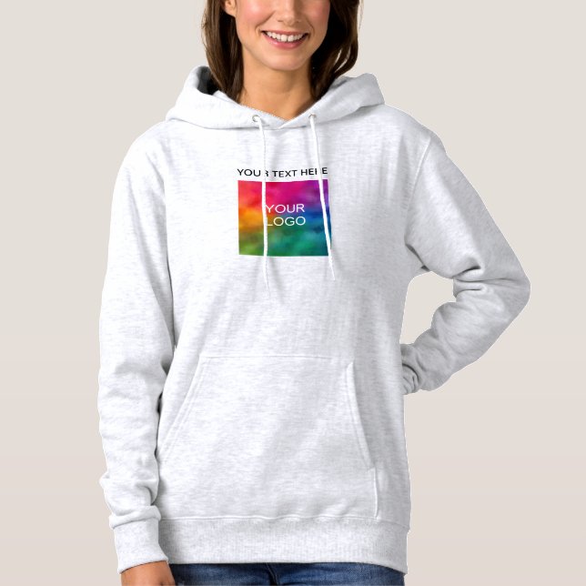 Pull À Capuche Votre texte nom logo femmes double face gris cendr (Devant)