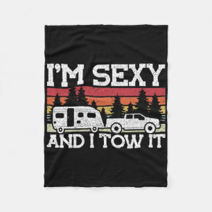 Pull Caravan Im Y And I Tow It Camping Fleece Blanket