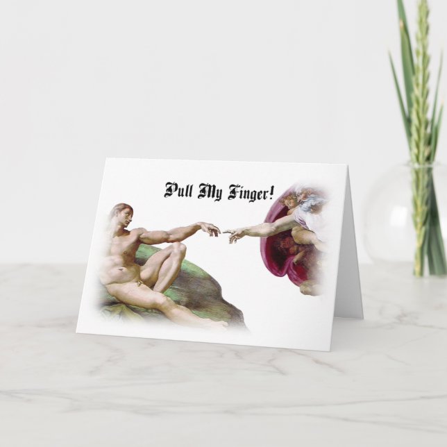 Pull My Finger — Michelangelo Creation Fart Humor Card (Front)