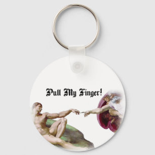 Pull My Finger - Michelangelo Creation Fart Humour Keychain
