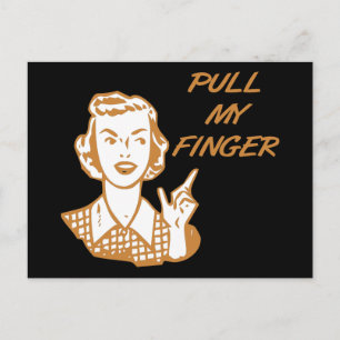 Pull My Finger Retro Housewife Orange Postcard