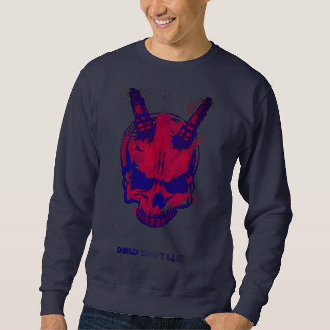 pull sweatshirt marine et rouge  (Devant)