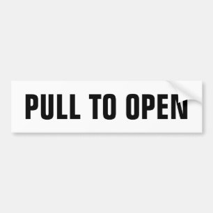 PULL to open window door sign on sticker decal