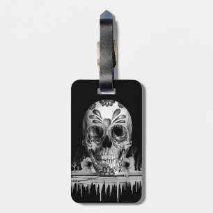 Pulled sugar, melting sugar skull luggage tag