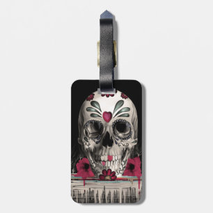 Pulled sugar, melting sugar skull luggage tag