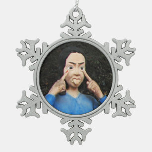 Pulling Faces Behind Your Back Snowflake Pewter Christmas Ornament