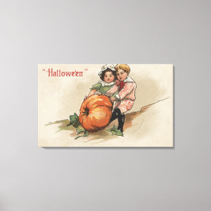 Pulling Pumpkin up Hillside Canvas Print