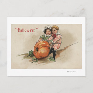 Pulling Pumpkin up Hillside Postcard