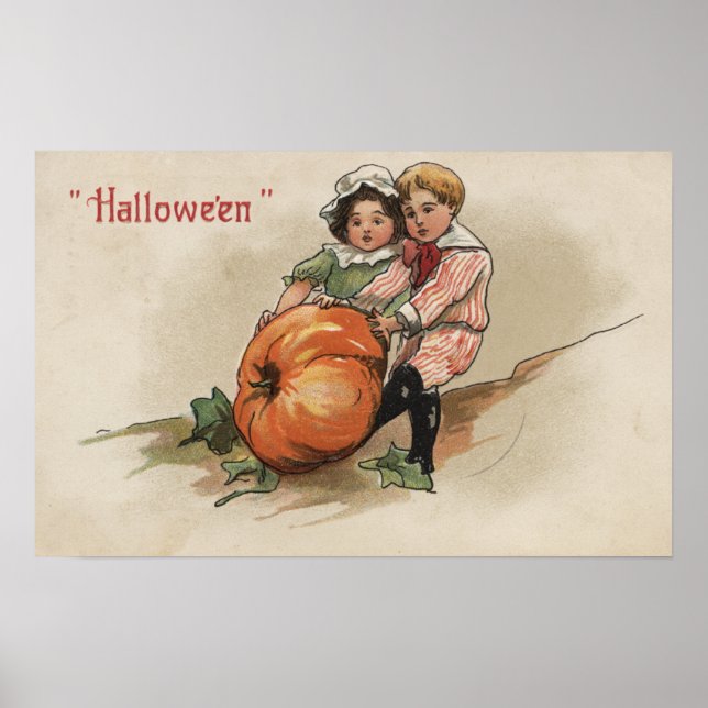 Pulling Pumpkin up Hillside Poster (Front)