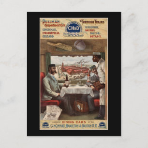 Pullman compartment cars & through trains postcard