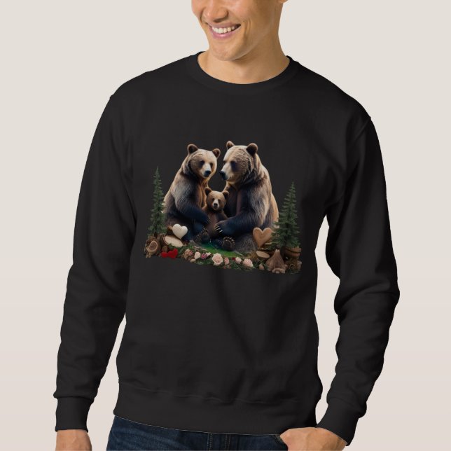 Pullover de base rustique famille ours en bois (Devant)