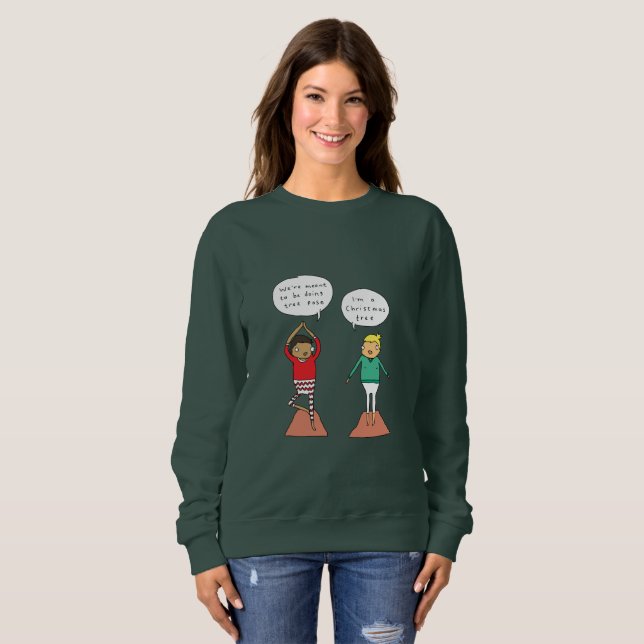 Pullover drôle de Noël de yoga de la pose | (Devant entier)