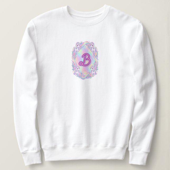 Pullover en molleton licorne pastel cosy (Design devant)