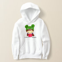 Pullover White Graphic Hoodie for Girls