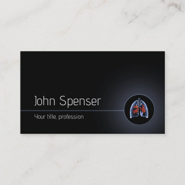 Pulmonary Doctor Simple Black Business Card (Front)