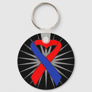 Pulmonary Fibrosis Awareness Heart Ribbon.png Keychain