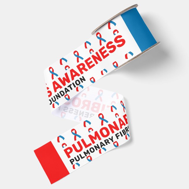 Pulmonary Fibrosis Awareness Pattern Ribbon Grosgrain Ribbon (Front+Back)