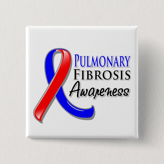 Pulmonary Fibrosis Awareness Ribbon 2 Inch Square Button (Front)