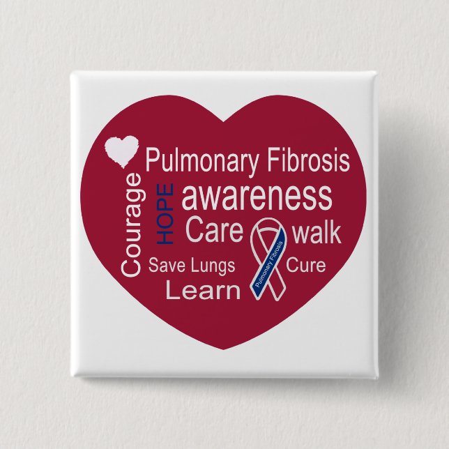 Pulmonary Fibrosis Awareness Square Button (Front)