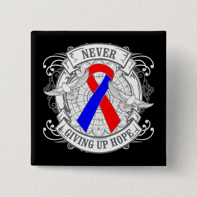 Pulmonary Fibrosis Never Giving Up Hope 2 Inch Square Button (Front)