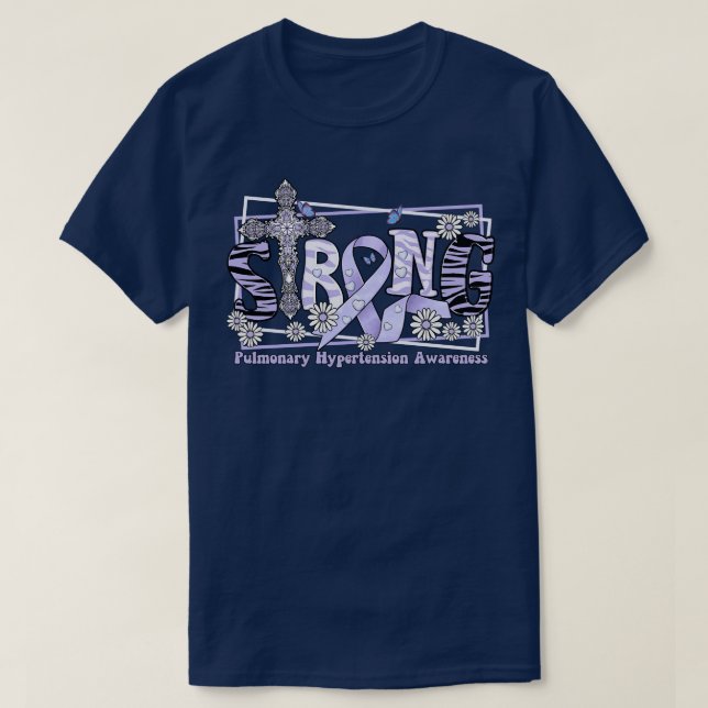 Pulmonary Hypertension Awareness cross ribbon Stro T-Shirt (Design Front)