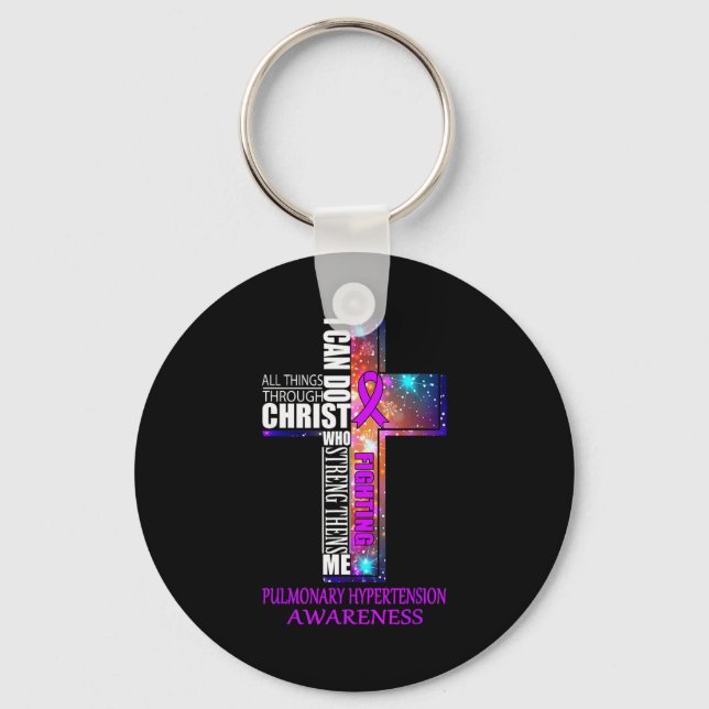 Pulmonary Hypertension Awareness Shirt Christmas G Keychain (Front)