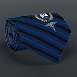 Pulmonologist | Respiratory Therapist Custom Navy Tie<br><div class="desc">A navy striped personalized tie tailored to the pulmonologist or respiratory therapist and with yours or your gift recipient's monogram inside a faux gold foil wreath.</div>
