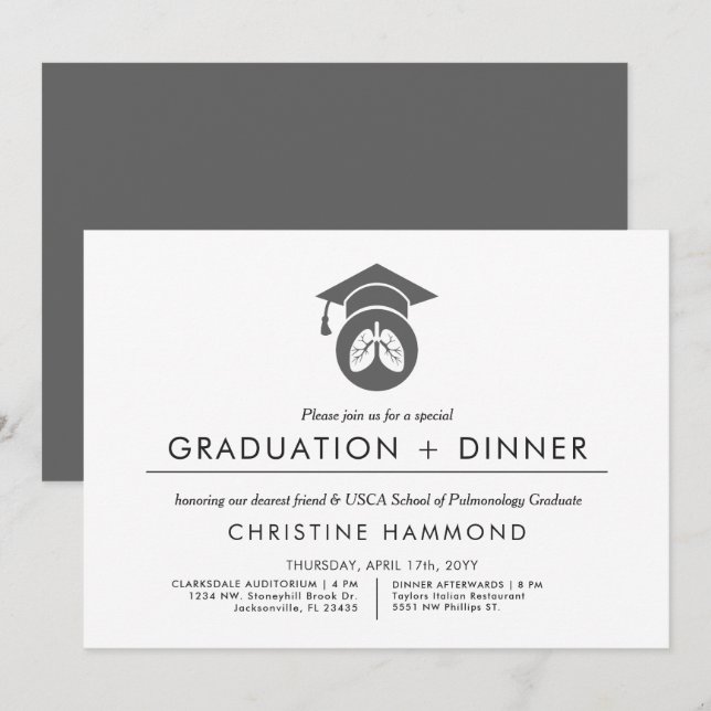 Pulmonology Foot Doctor Graduation | Minimalist Invitation (Front/Back)