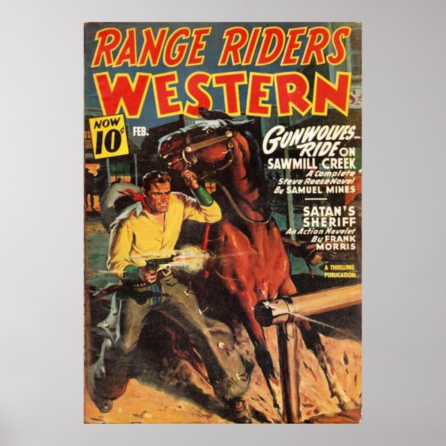 Pulp Cover Western  Range Riders pulp art Poster (Front)