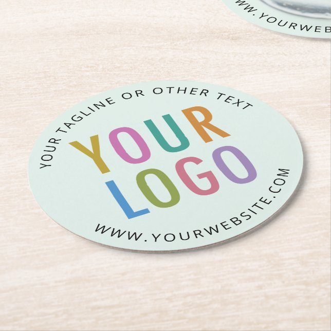 Pulpboard Paper Coasters Company Logo Light Green  (Angled)