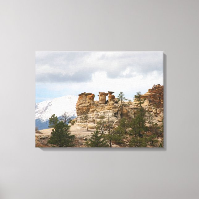 Pulpit Rock with Pikes Peak Canvas Print (Front)