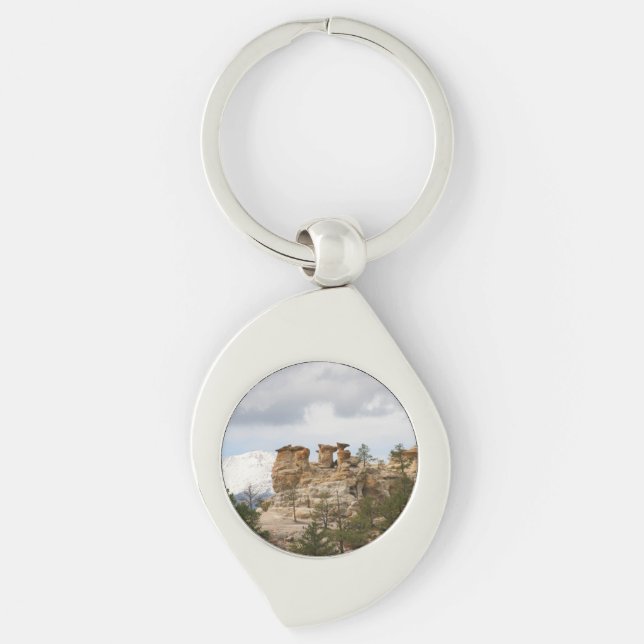 Pulpit Rock with Pikes Peak Keychain (Front)