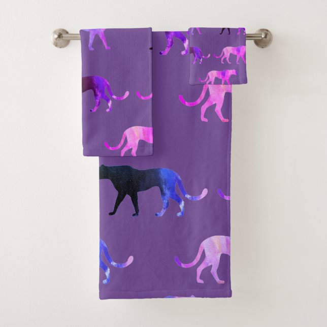 Puma Cats custom background colour  Bath Towel Set (Insitu)