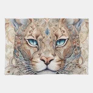 Puma Face Surreal Art Kitchen Towel