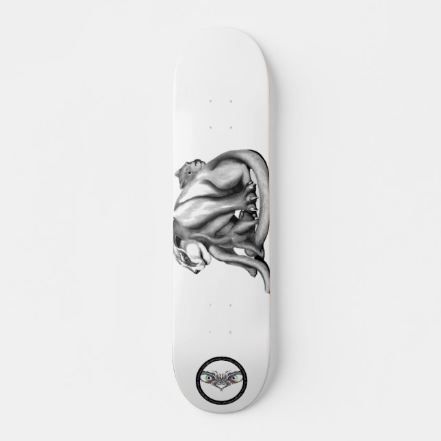 Puma family black and white line art drawing skateboard (Front)