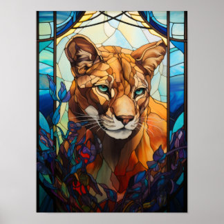 Puma Stained Glass Art Poster