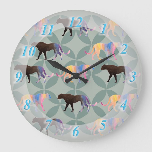 Pumas Puma Tigers wild Animals  Large Clock (Front)