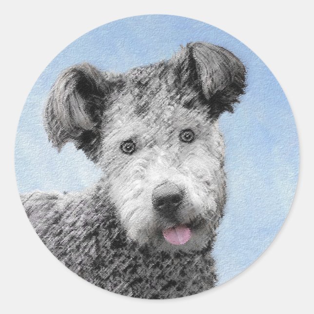 Pumi Painting - Cute Original Dog Art Classic Round Sticker (Front)