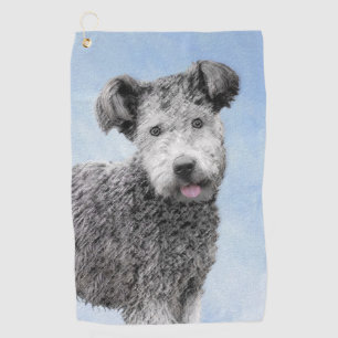 Pumi Painting - Cute Original Dog Art Golf Towel