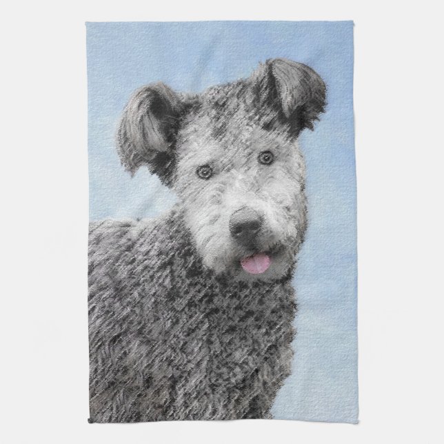 Pumi Painting - Cute Original Dog Art Kitchen Towel (Vertical)