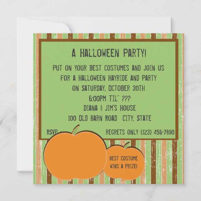 Pumkin and Stripes Invitation (Front)